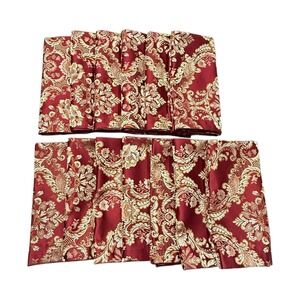 Waterford Dinner Napkins Red Gold Damask Brocade Set of 13 Vintage 2003 EUC